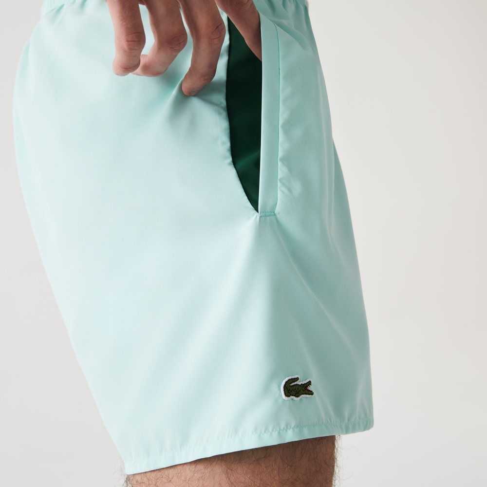 Turquoise / Green Lacoste Light Quick-Dry Swim Shorts | GCZBXI-704