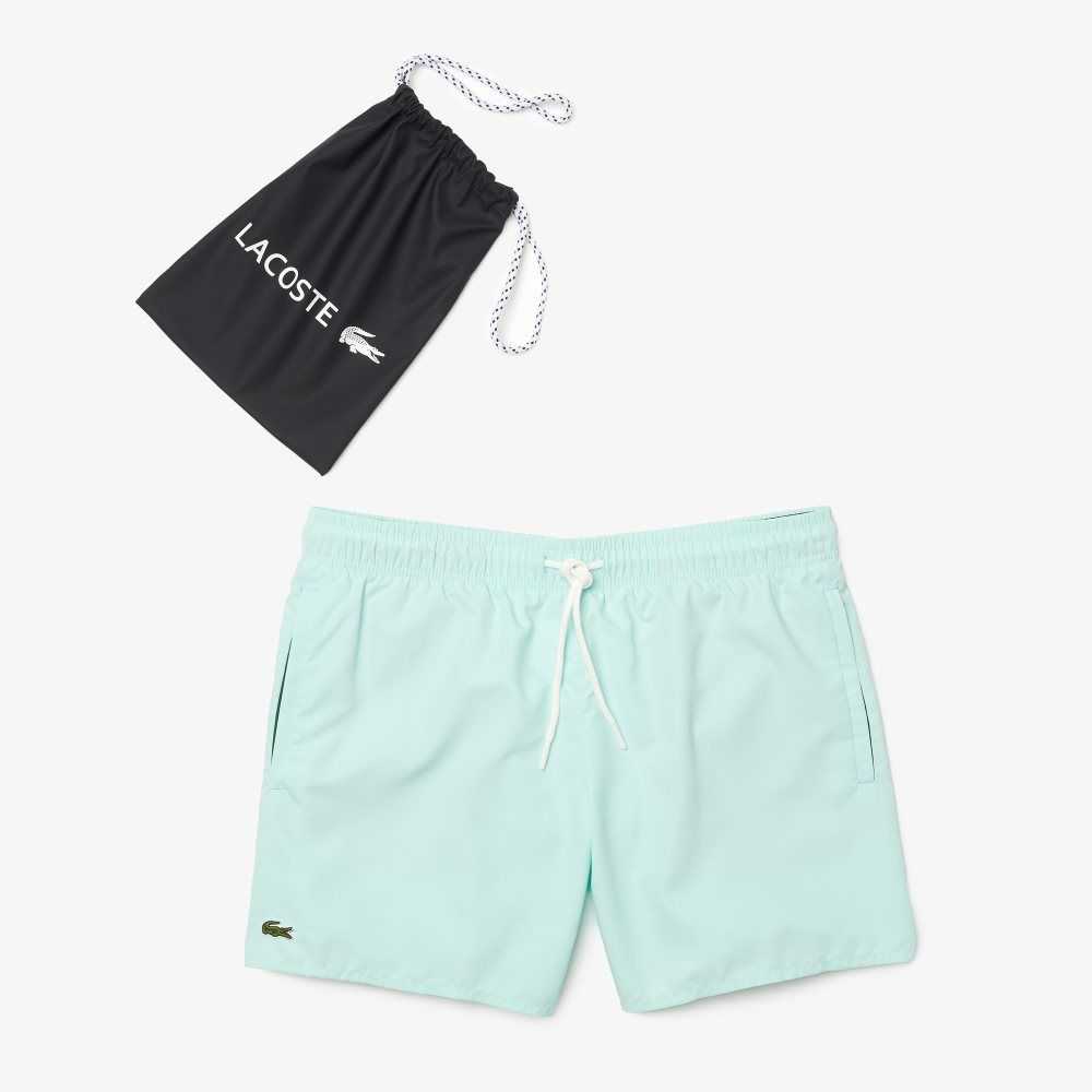 Turquoise / Green Lacoste Light Quick-Dry Swim Shorts | GCZBXI-704