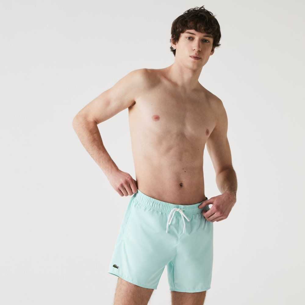 Turquoise / Green Lacoste Light Quick-Dry Swim Shorts | GCZBXI-704