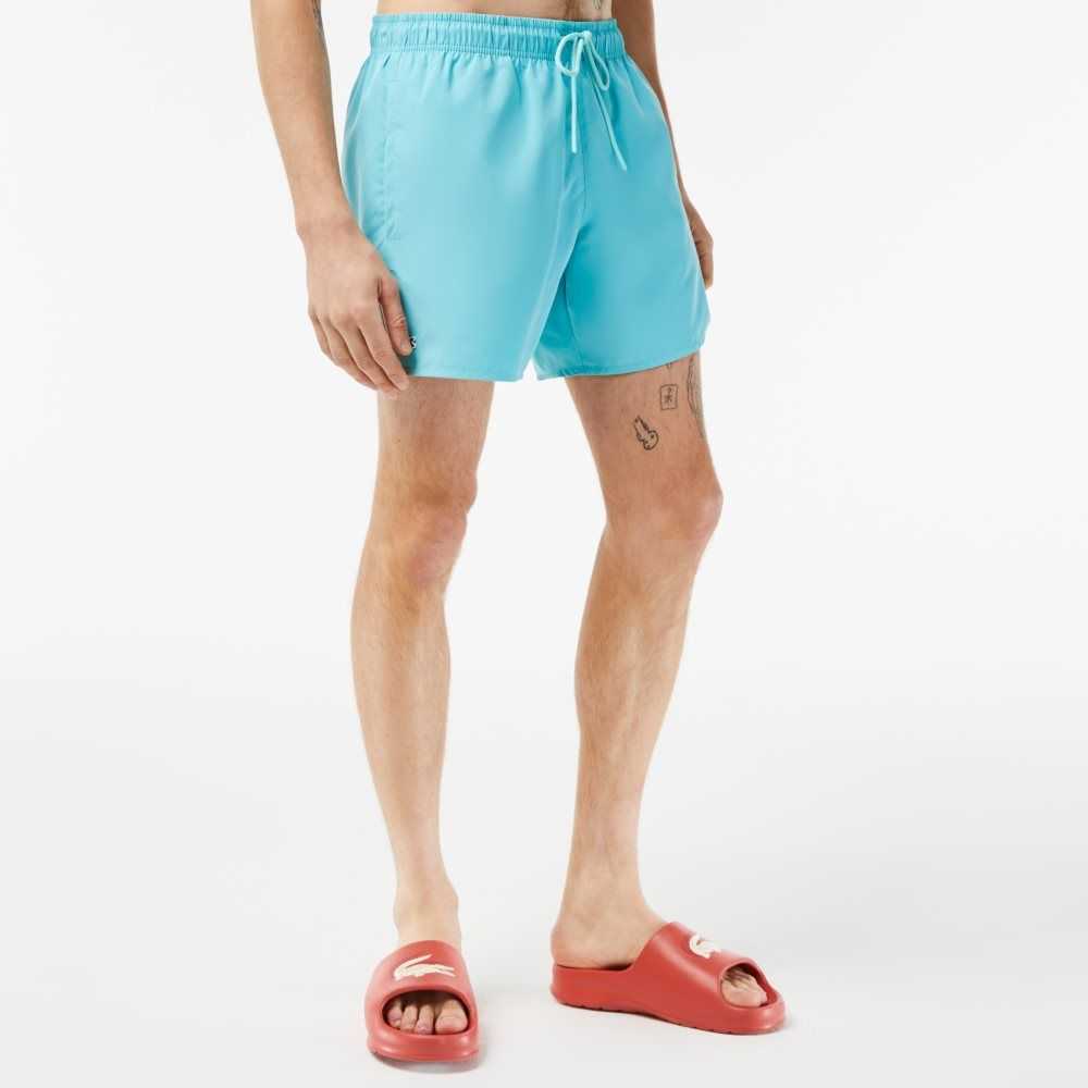 Turquoise / Green Lacoste Light Quick-Dry Swim Shorts | NLFPRK-504