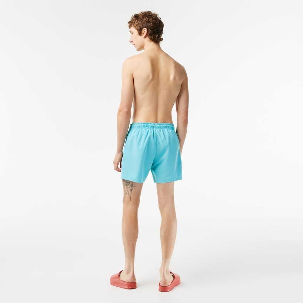 Turquoise / Green Lacoste Light Quick-Dry Swim Shorts | NLFPRK-504