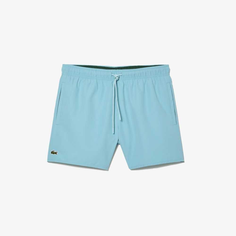 Turquoise / Green Lacoste Light Quick-Dry Swim Shorts | NLFPRK-504