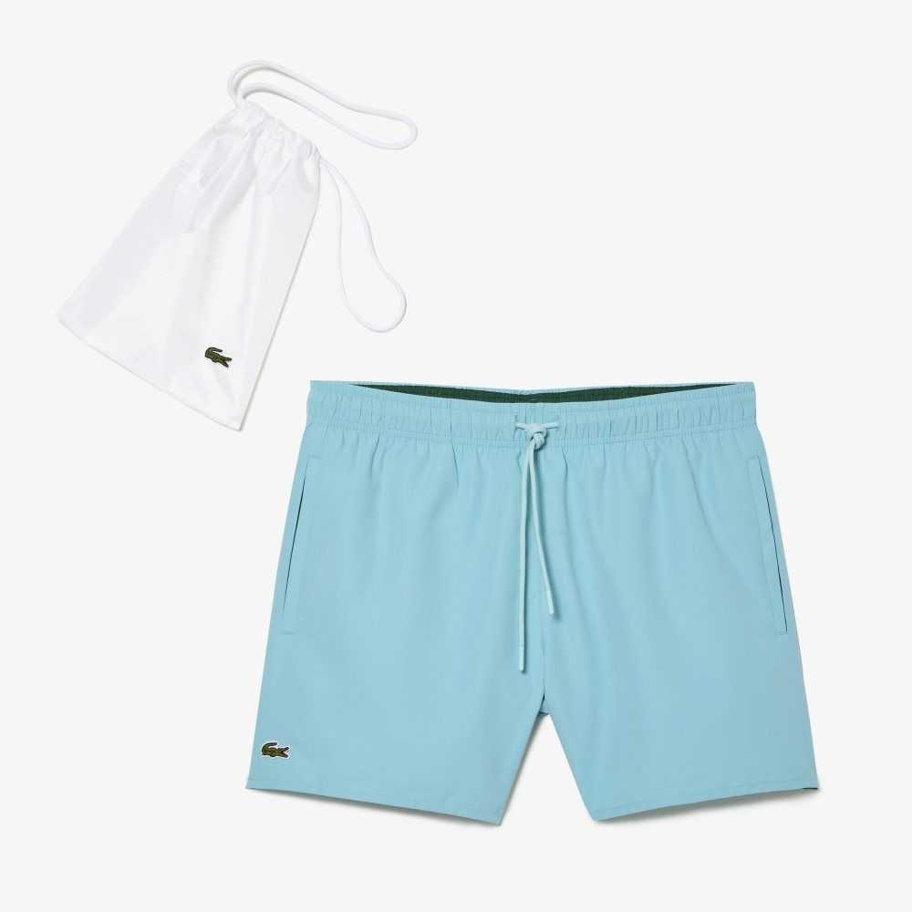 Turquoise / Green Lacoste Light Quick-Dry Swim Shorts | NLFPRK-504