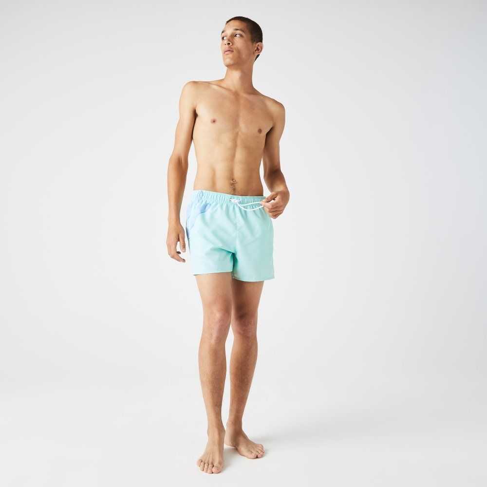 Turquoise Lacoste Crocodile Built-In Mesh Boxer Swimming Trunks | AIZBVU-476