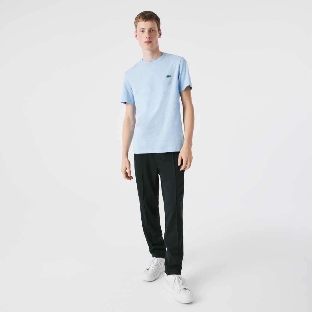 Turquoise Lacoste Regular Fit Speckled Print Cotton Jersey T-Shirt | OGPIVA-437