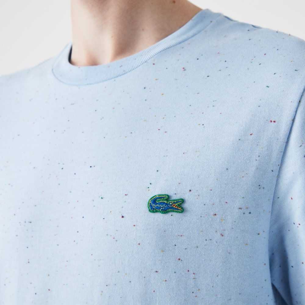 Turquoise Lacoste Regular Fit Speckled Print Cotton Jersey T-Shirt | OGPIVA-437