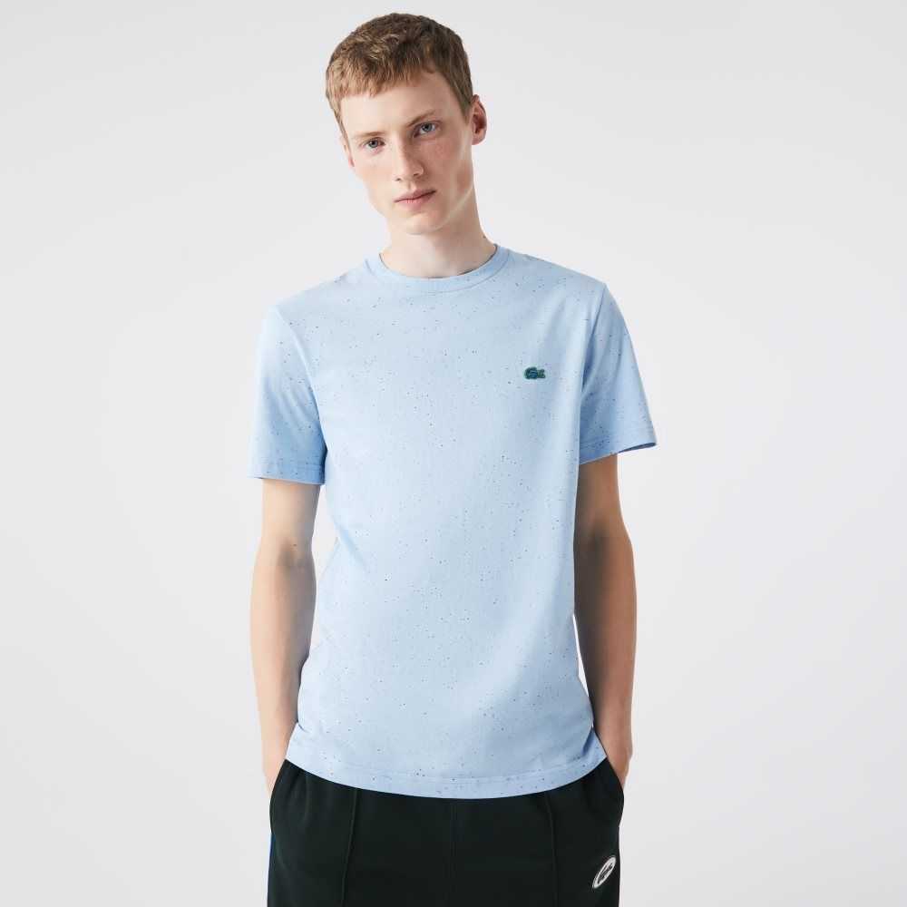 Turquoise Lacoste Regular Fit Speckled Print Cotton Jersey T-Shirt | OGPIVA-437