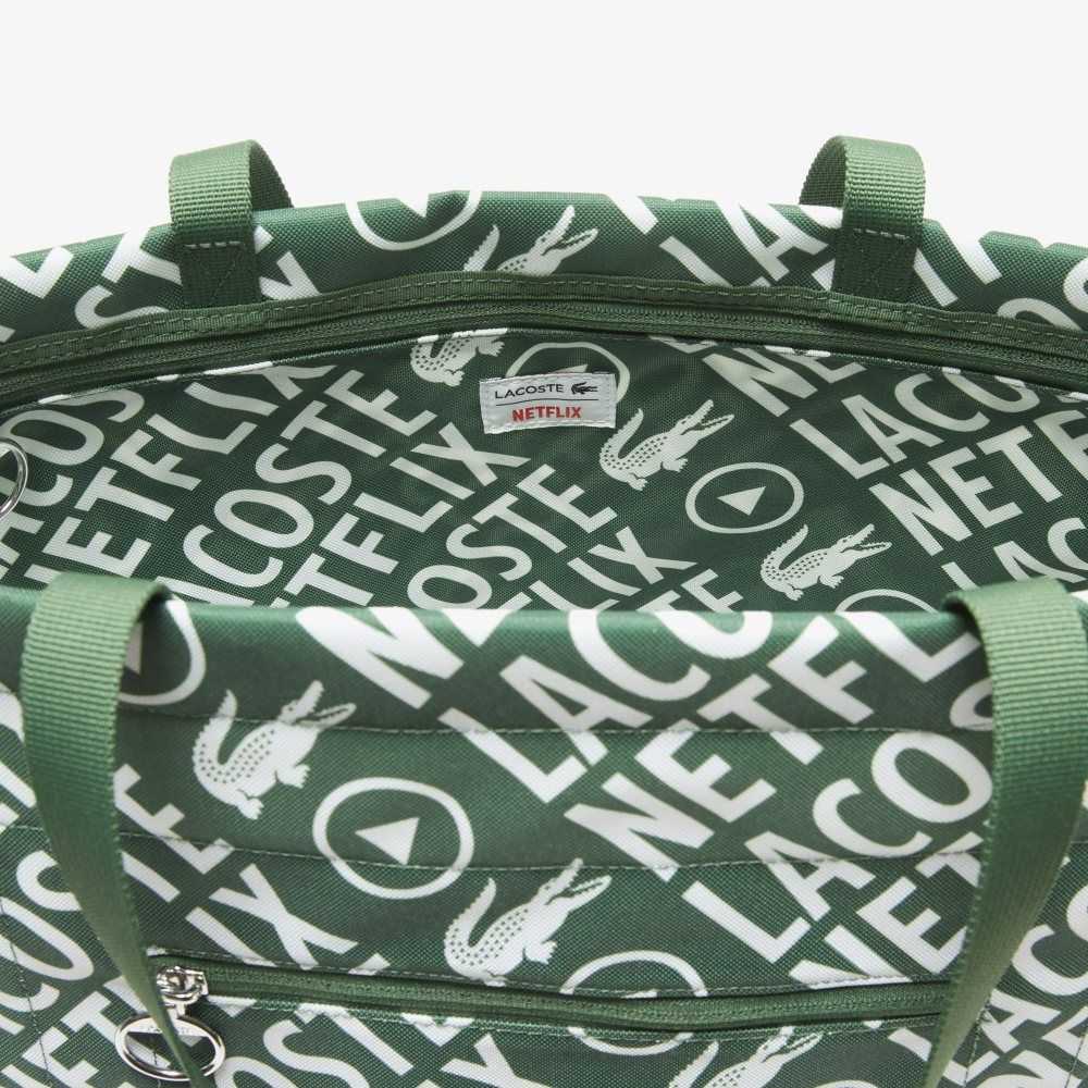 Vert 132 Blanc Lacoste x Netflix Contrast Print Tote - Large | OXVLGH-697