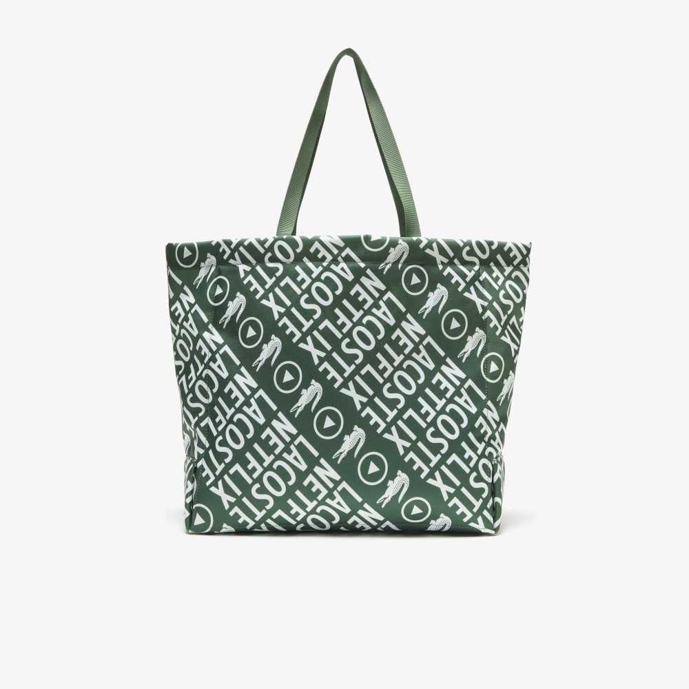 Vert 132 Blanc Lacoste x Netflix Contrast Print Tote - Large | OXVLGH-697