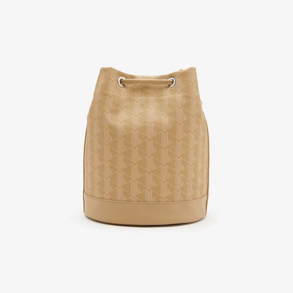 Viennois Beige Lacoste Monogram Print Bucket Bag | AGEVXY-617