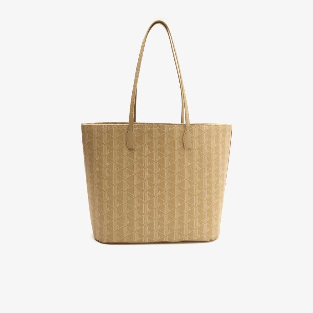 Viennois Beige Lacoste Monogram Print Tote | ESAKGQ-039