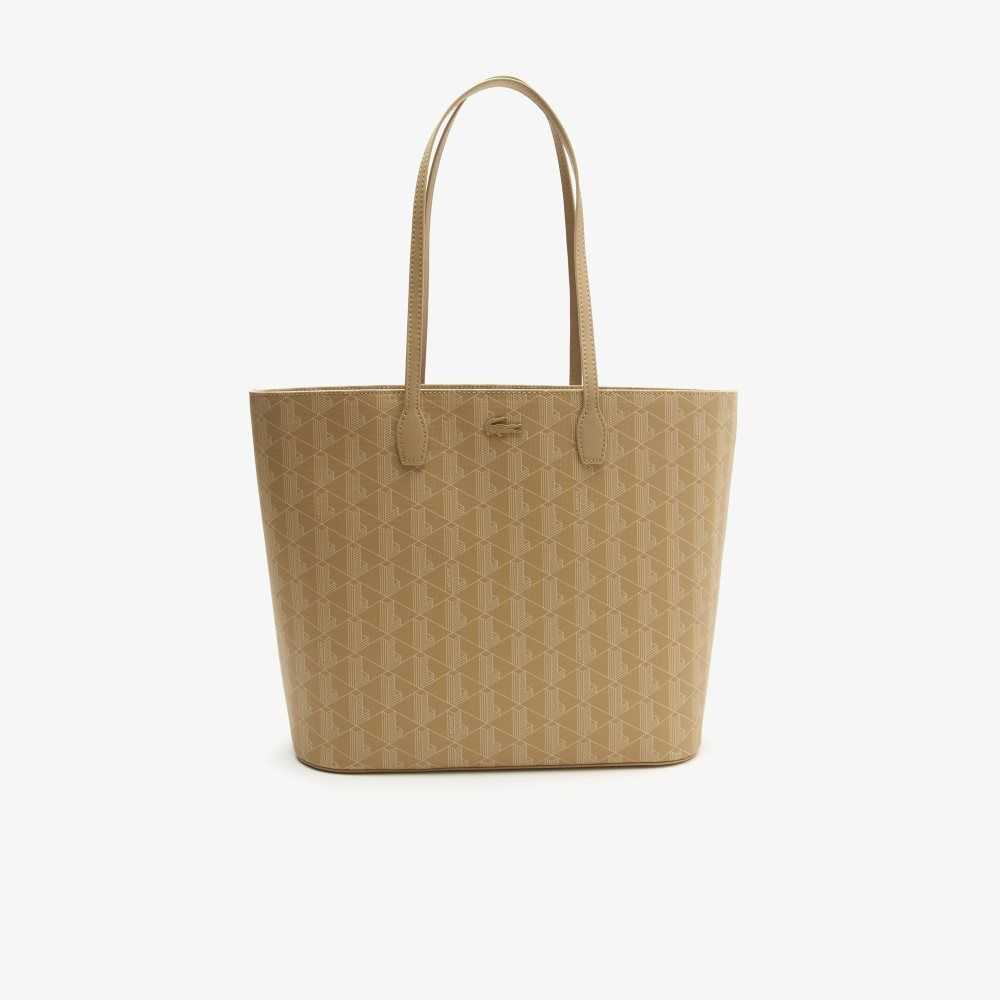 Viennois Beige Lacoste Monogram Print Tote | ESAKGQ-039