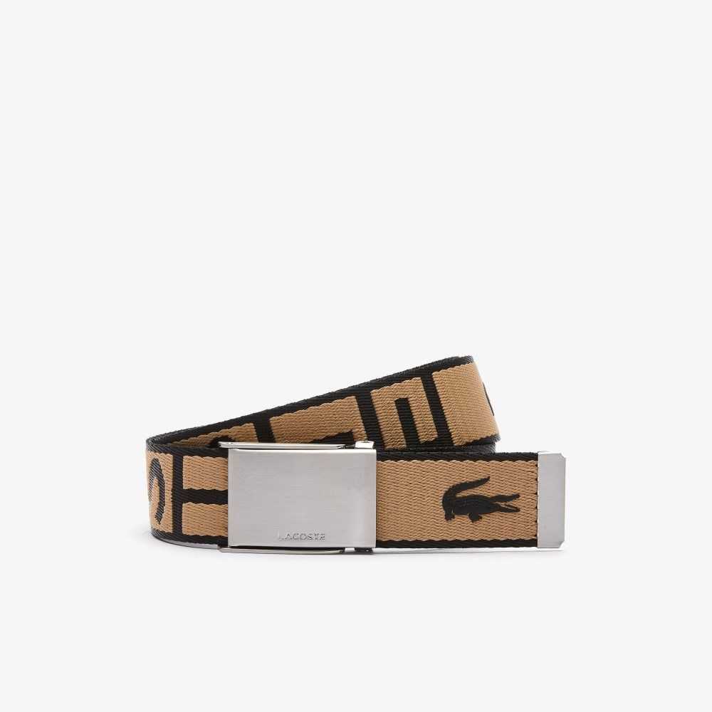 Viennois Noir Lacoste Engraved Branded Plate Buckle Belt | PLXWIT-821