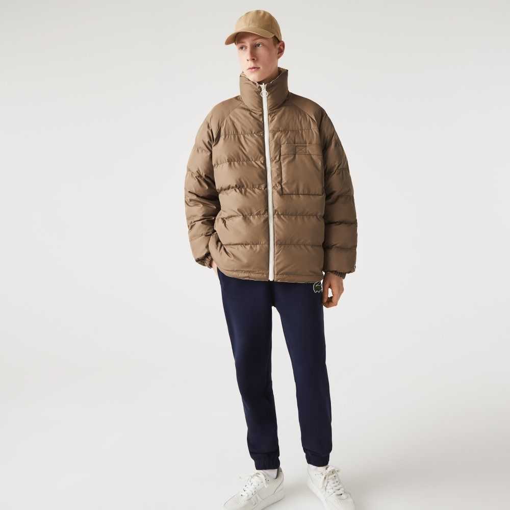 White / Beige Lacoste Water-Repellent Reversible Jacket | OXPJCI-051