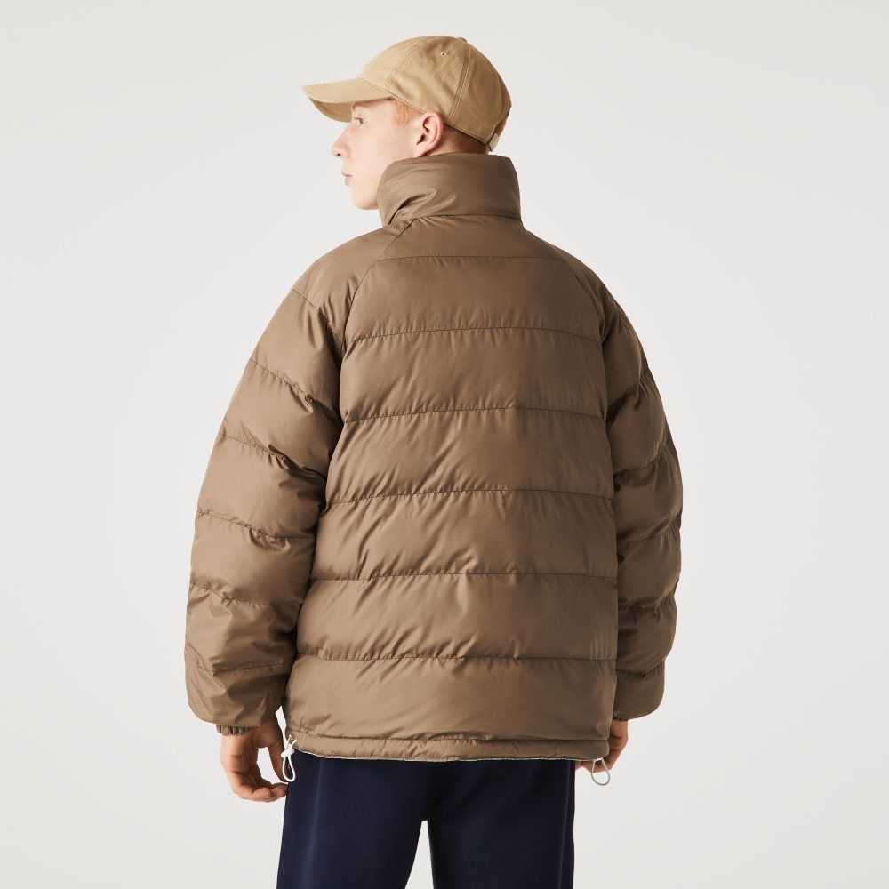 White / Beige Lacoste Water-Repellent Reversible Jacket | OXPJCI-051