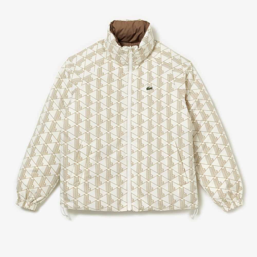 White / Beige Lacoste Water-Repellent Reversible Jacket | OXPJCI-051