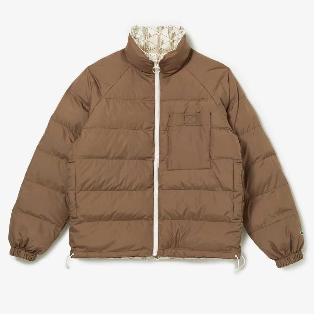 White / Beige Lacoste Water-Repellent Reversible Jacket | OXPJCI-051