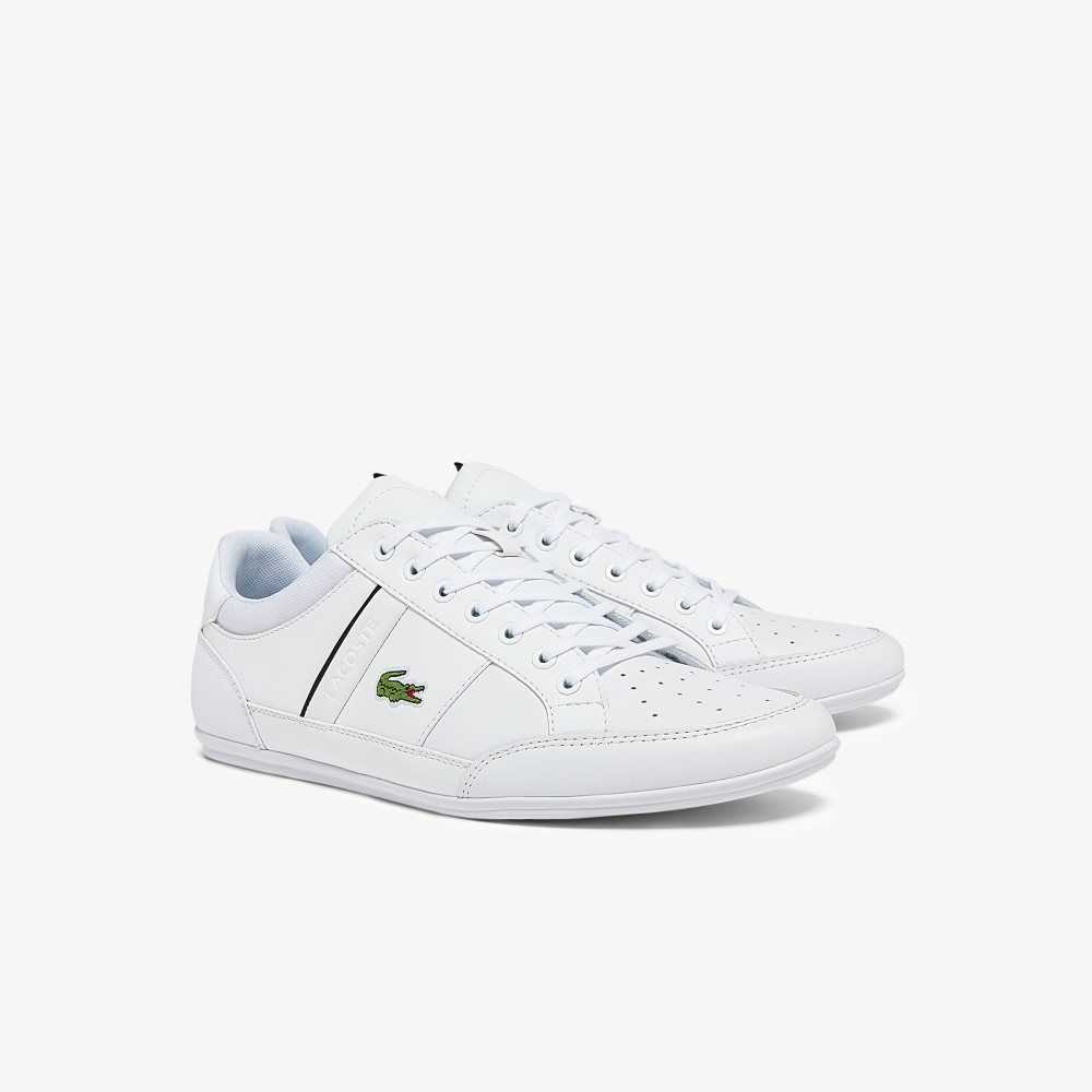 White/Black Lacoste Chaymon Leather Sneakers | TLZBDY-341