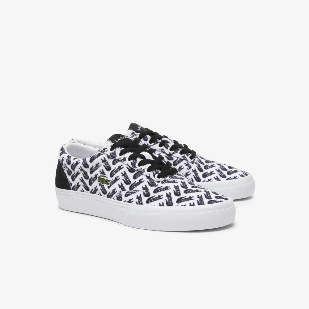 White/Black Lacoste Jump Serve Lace Tonal Sneakers | VGWDLO-745