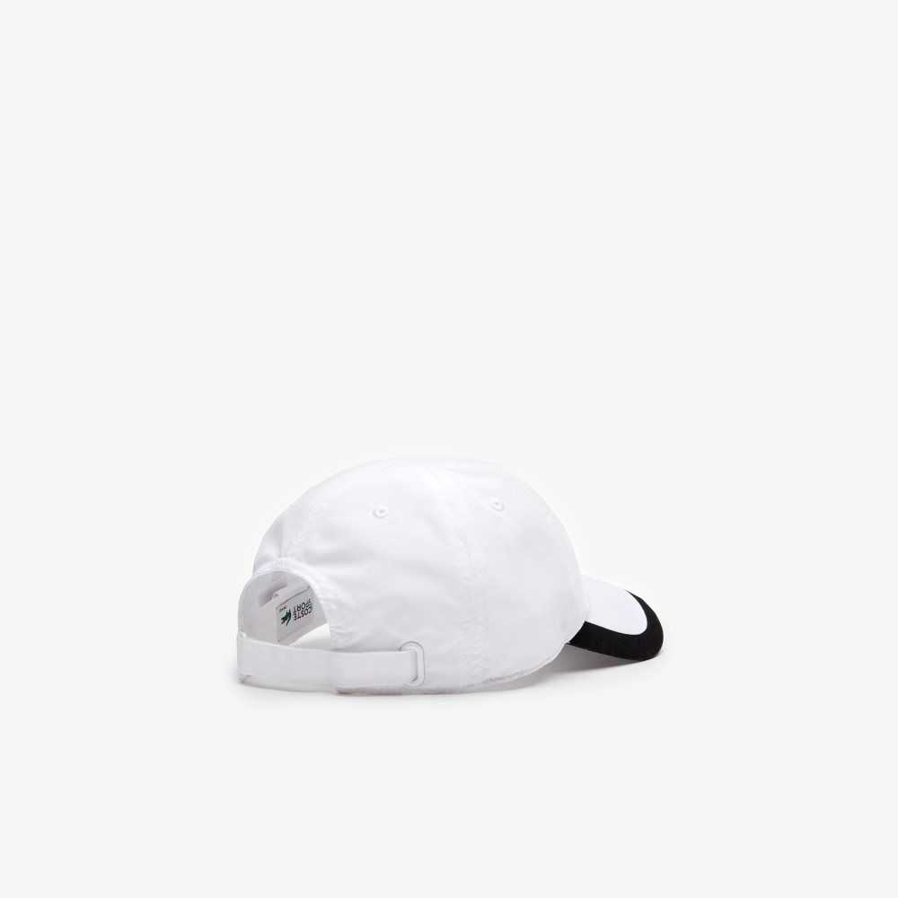 White / Black Lacoste SPORT Contrast Border Lightweight Cap | ZYWAIX-269