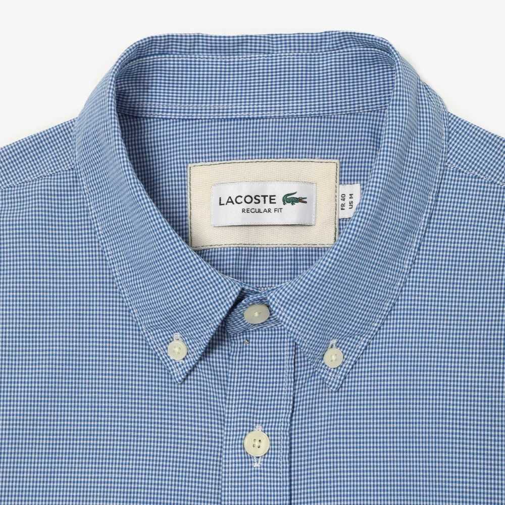 White / Blue Lacoste Regular Fit Cotton Poplin Shirt | CTDHPV-682