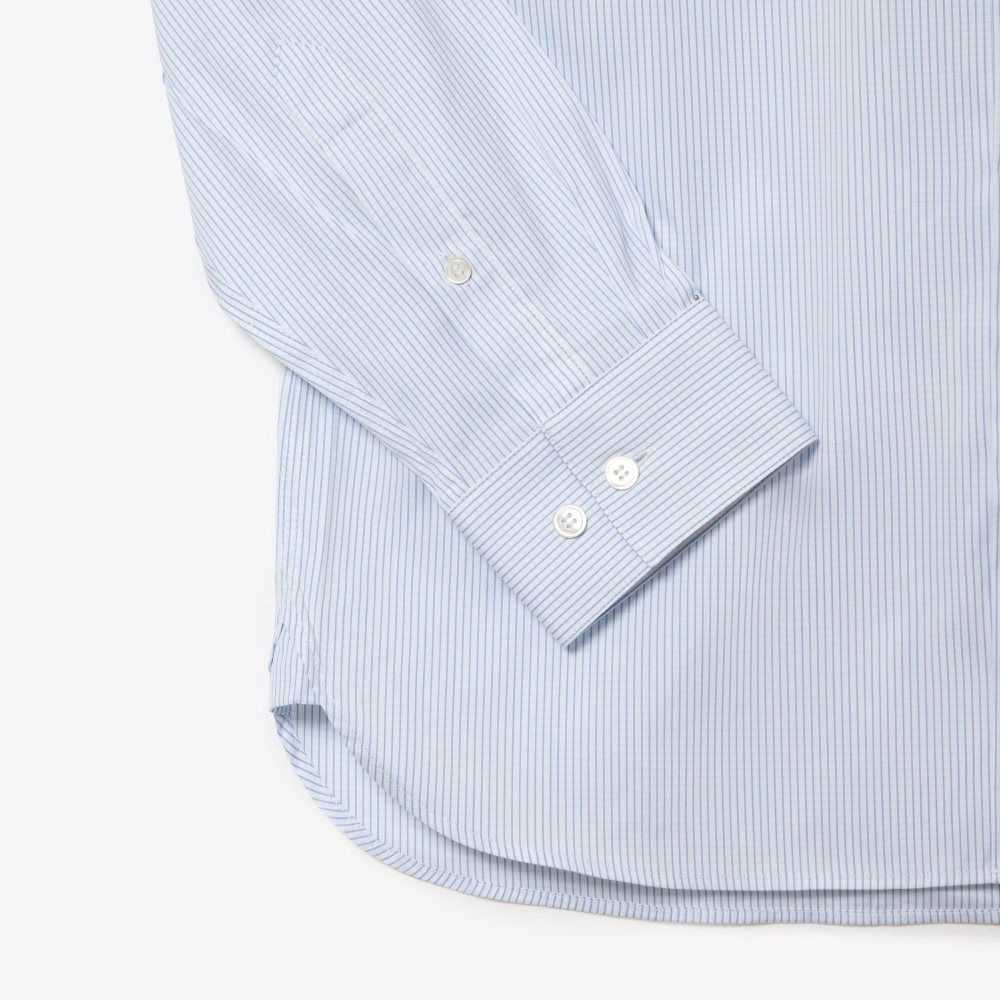 White / Blue Lacoste Slim Fit Check Stretch Poplin Shirt | RCVOPD-623