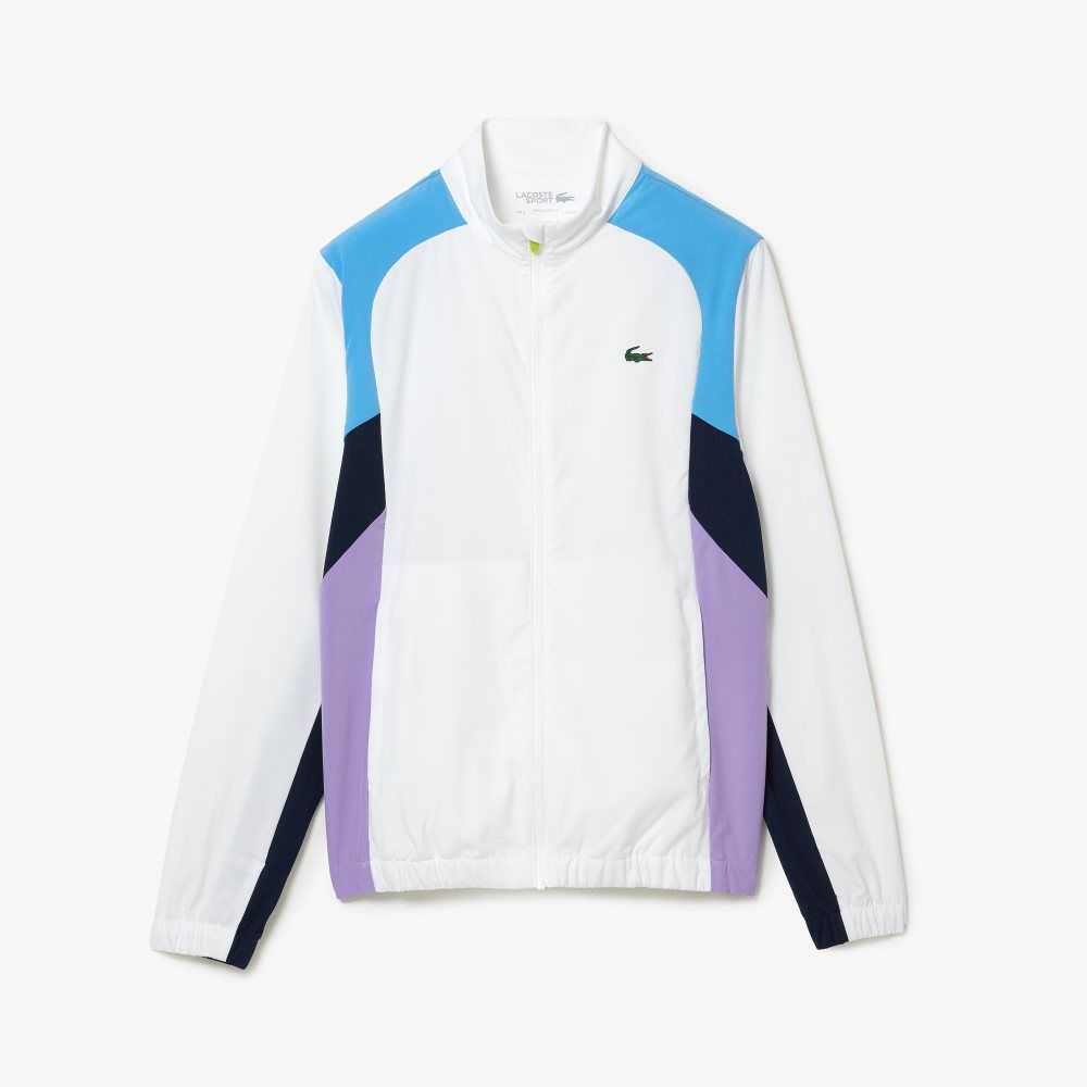 White / Blue / Navy Blue / Purple / Navy Blue Lacoste SPORT Color-Block Tennis Tracksuit | LOMHDC-769