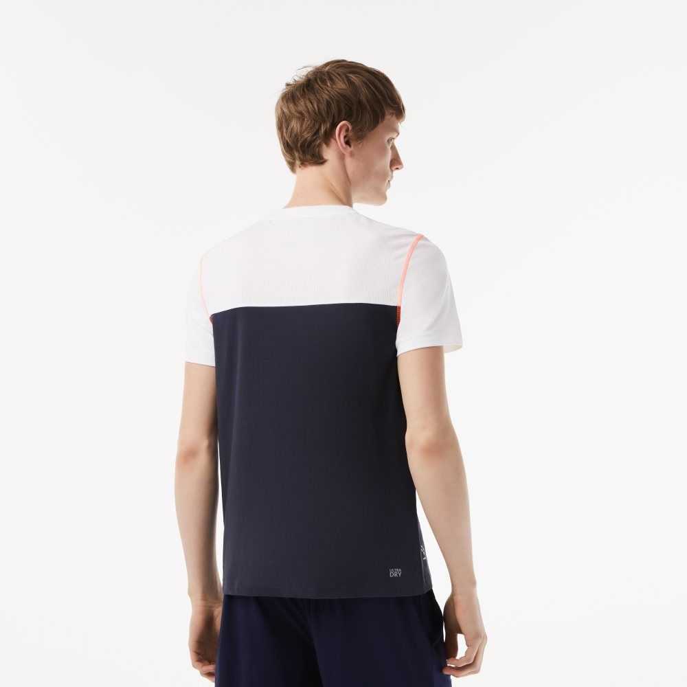 White / Blue / Orange Lacoste Tennis x Daniil Medvedev Jersey T-Shirt | IVCJWE-573