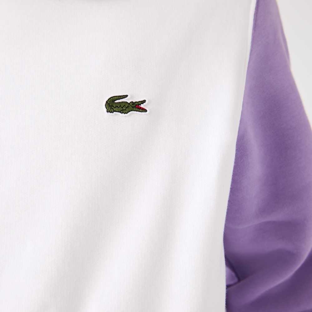 White / Blue / Purple Lacoste Brushed Fleece Sweatshirt | SPCXVM-317