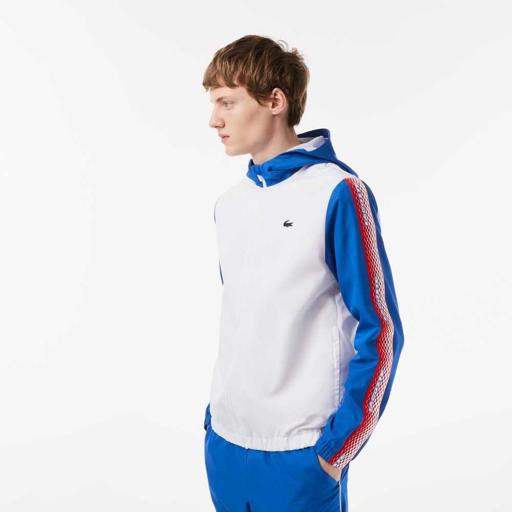 White / Blue / White Lacoste Tennis Regular Fit Jogger Set | BSRDXN-537