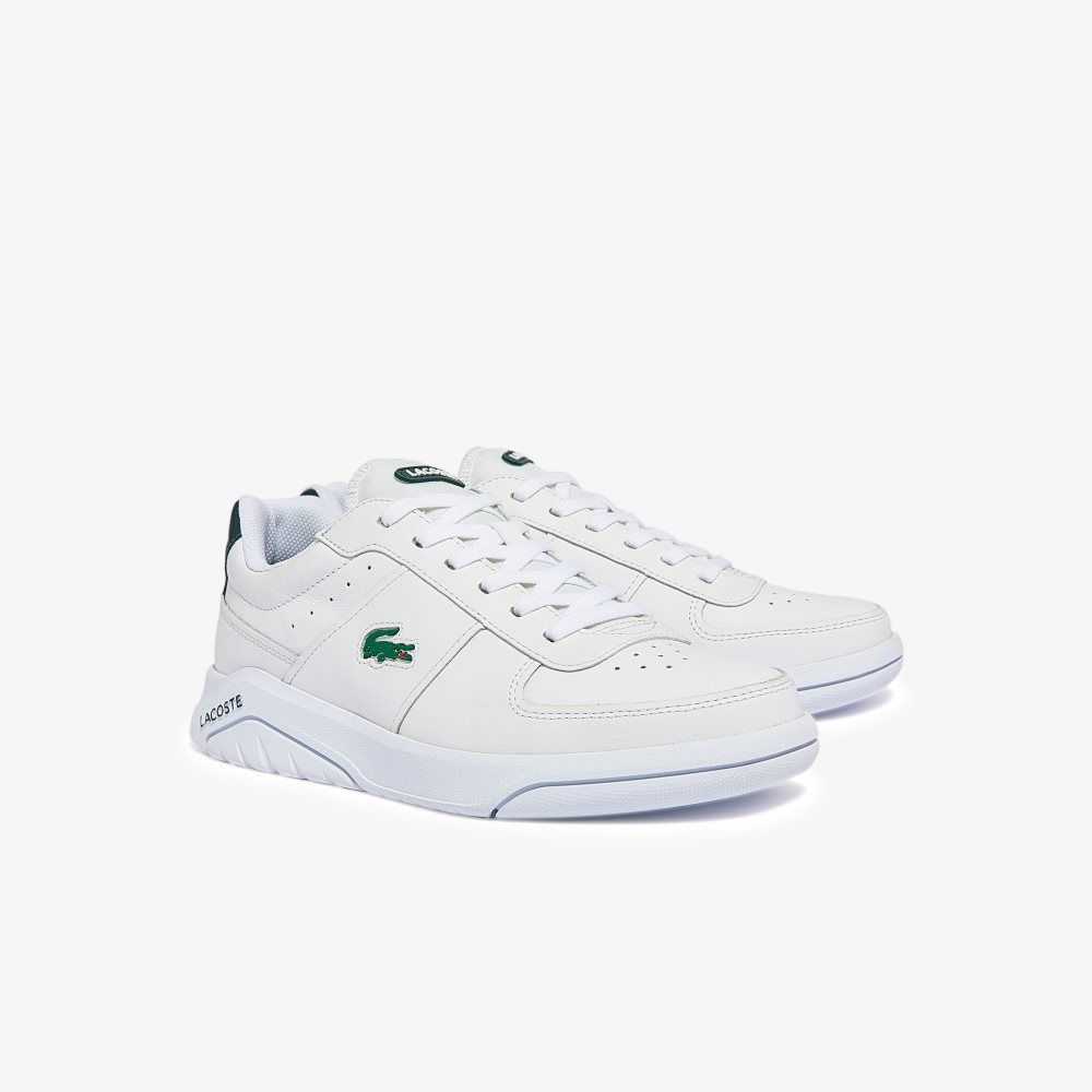 White/Dark Green Lacoste Game Advance Leather Sneakers | IVOBCX-742