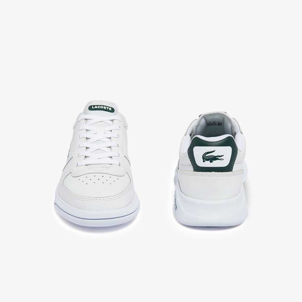 White/Dark Green Lacoste Game Advance Leather Sneakers | IVOBCX-742