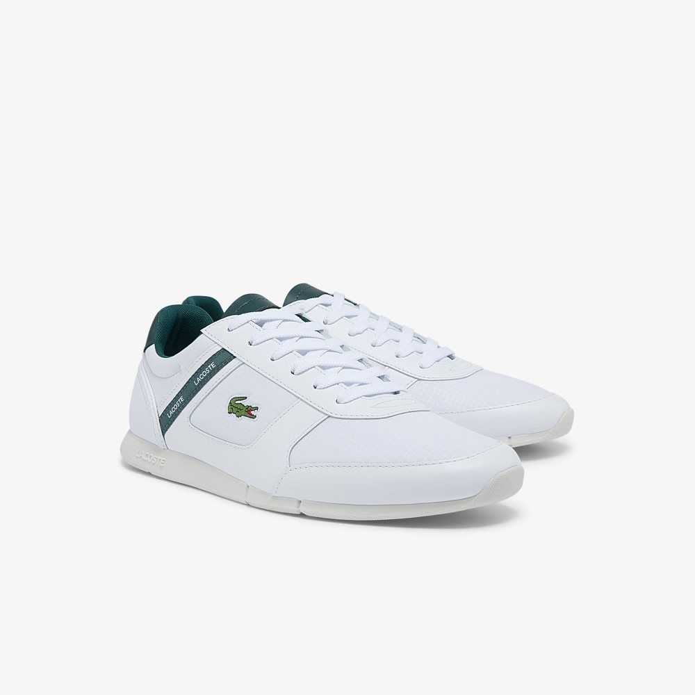 White/Dark Green Lacoste Menerva Sport Leather Sneakers | QAGHWX-943