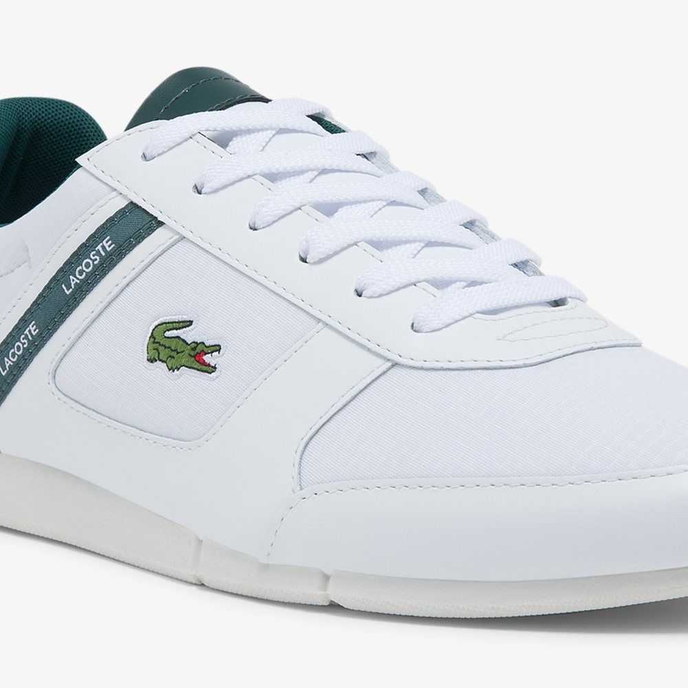 White/Dark Green Lacoste Menerva Sport Leather Sneakers | QAGHWX-943