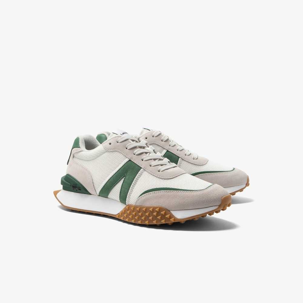 White/Green Lacoste L-Spin Deluxe Leather Sneakers | XBJHCD-045