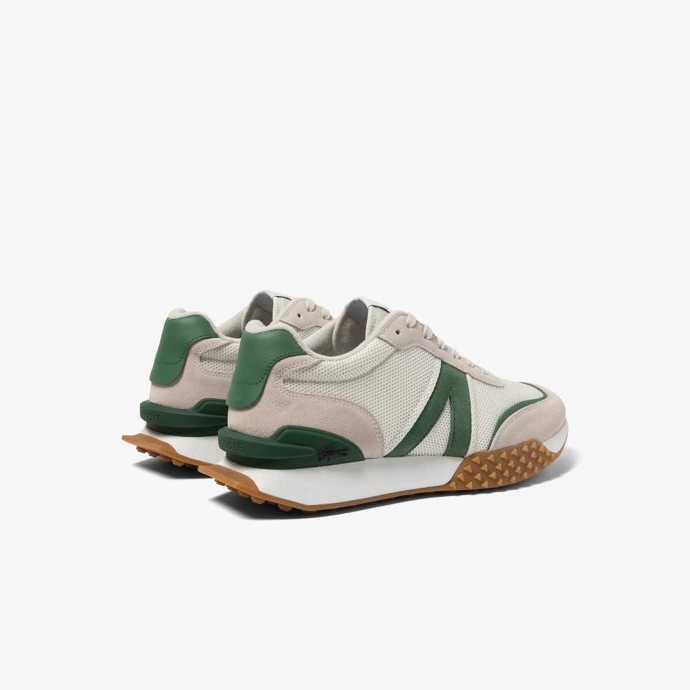 White/Green Lacoste L-Spin Deluxe Leather Sneakers | XBJHCD-045