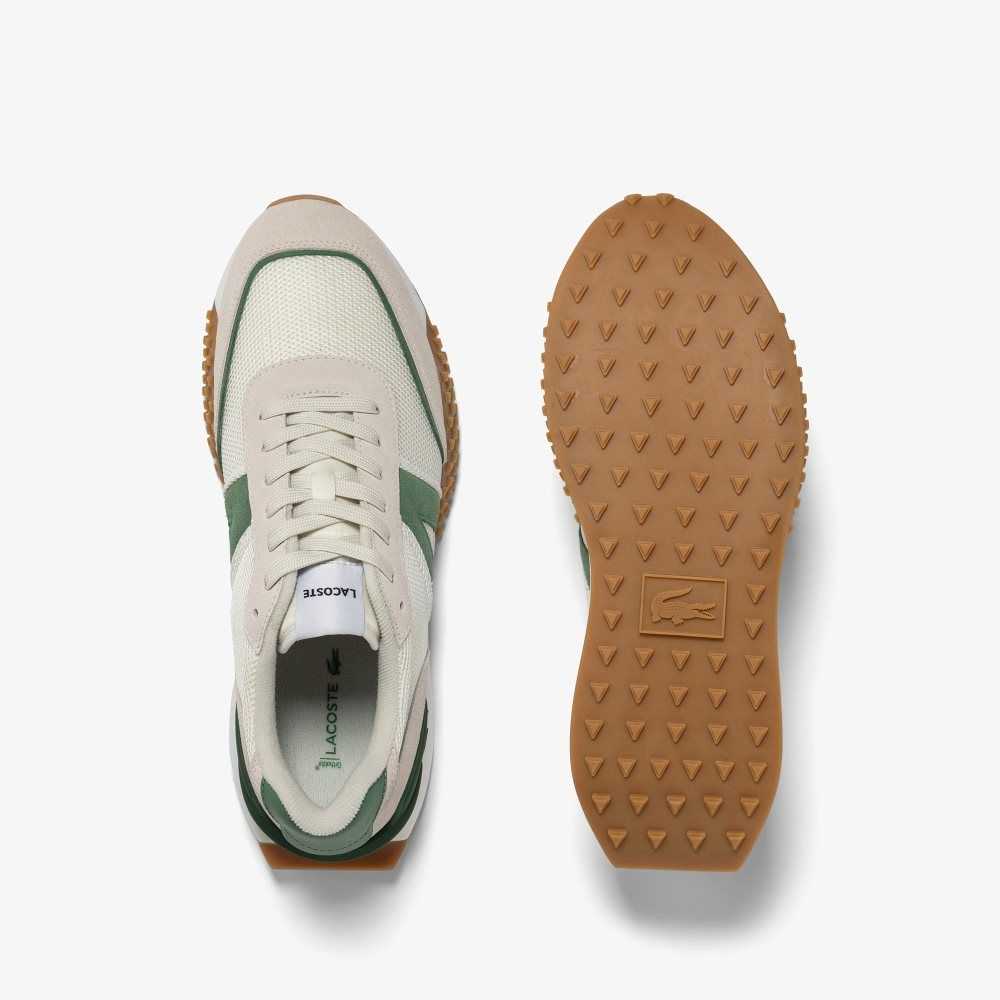 White/Green Lacoste L-Spin Deluxe Leather Sneakers | XBJHCD-045