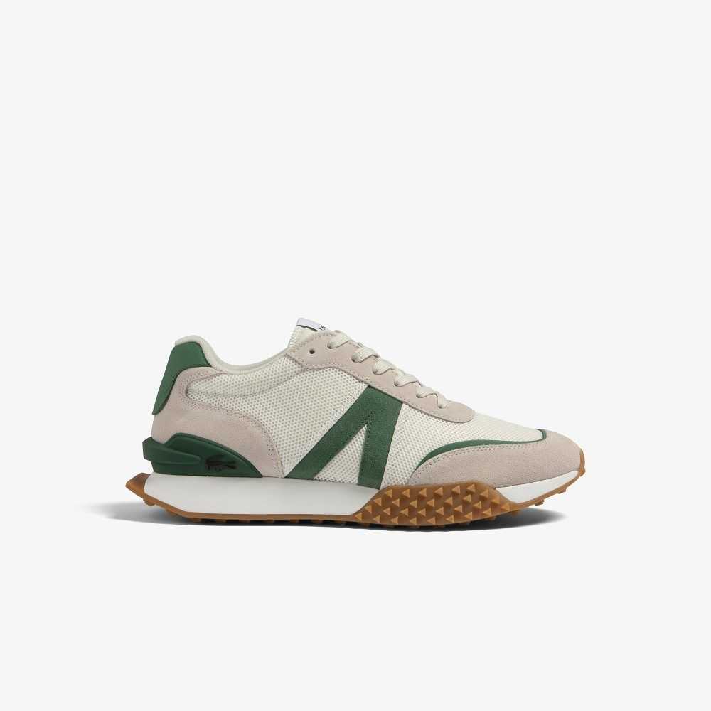 White/Green Lacoste L-Spin Deluxe Leather Sneakers | XBJHCD-045