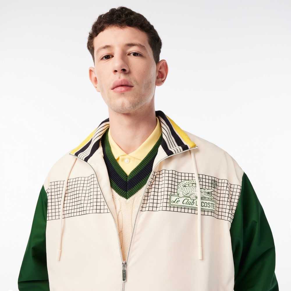 White / Green Lacoste Recycled Polyester Track Jacket | XQLWDZ-245