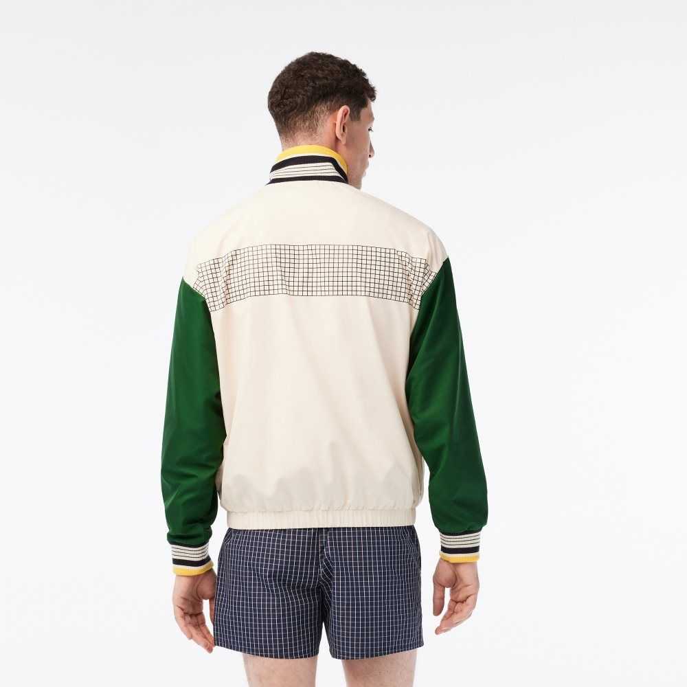 White / Green Lacoste Recycled Polyester Track Jacket | XQLWDZ-245