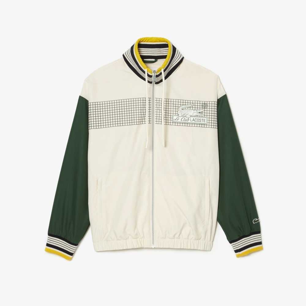 White / Green Lacoste Recycled Polyester Track Jacket | XQLWDZ-245