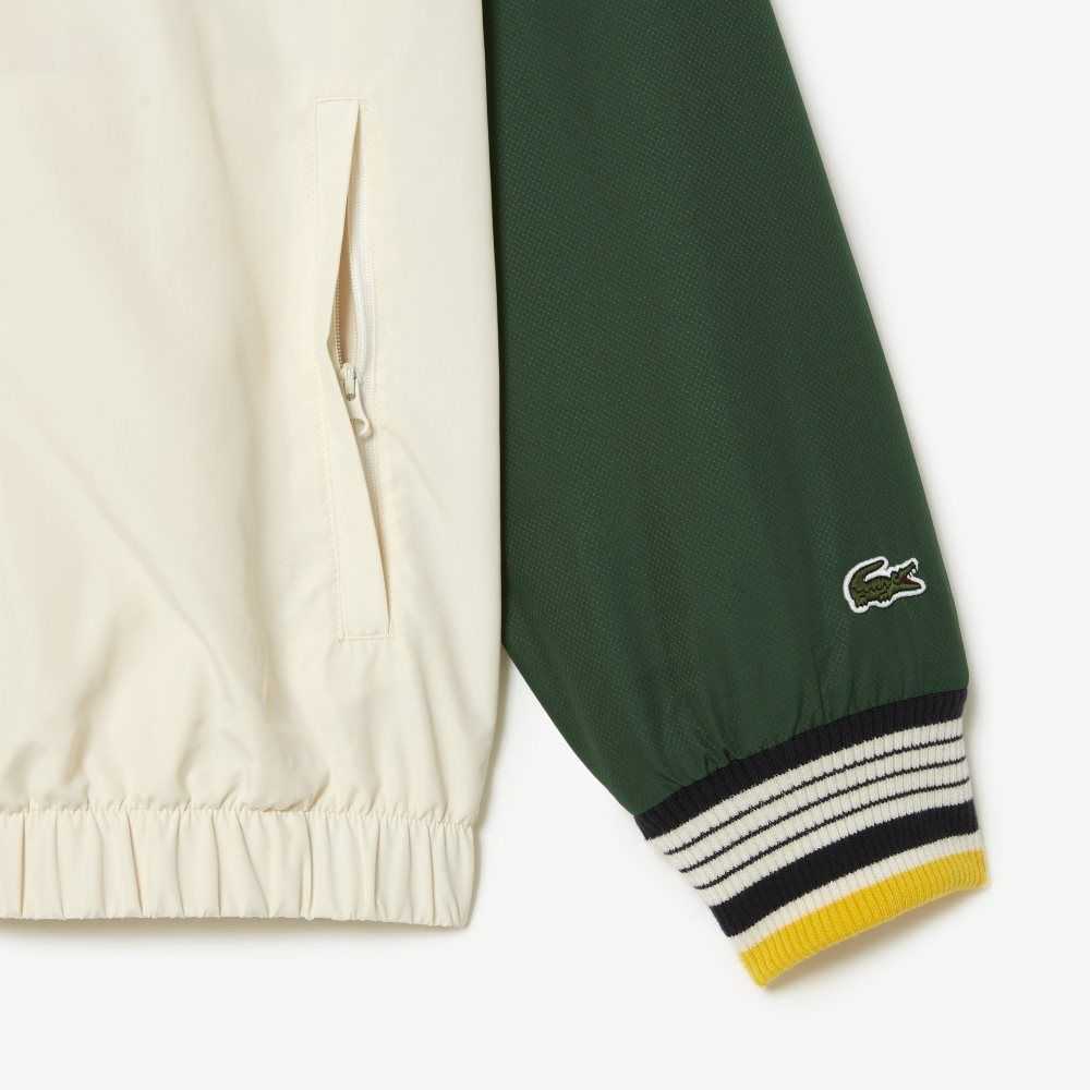 White / Green Lacoste Recycled Polyester Track Jacket | XQLWDZ-245