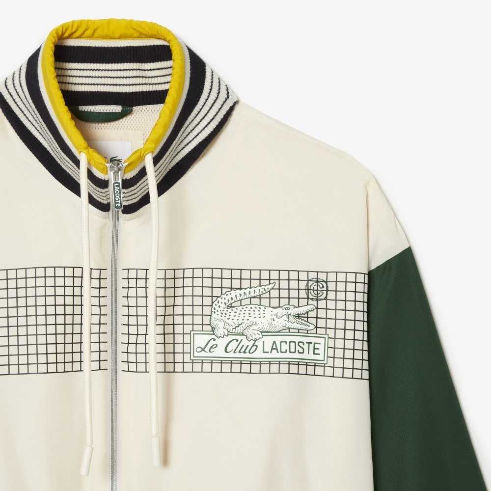 White / Green Lacoste Recycled Polyester Track Jacket | XQLWDZ-245