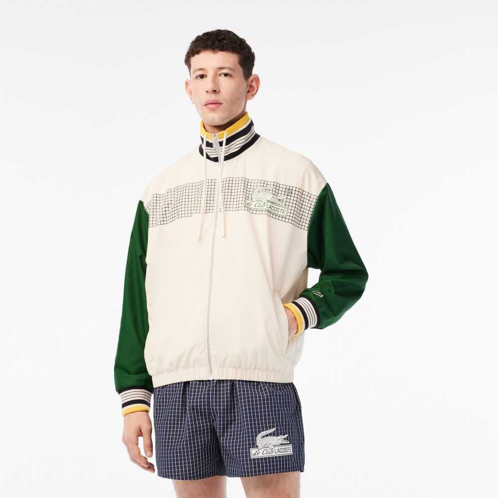 White / Green Lacoste Recycled Polyester Track Jacket | XQLWDZ-245