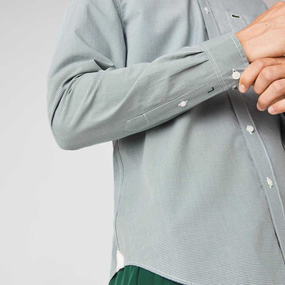 White / Green Lacoste Regular Fit Cotton Poplin Shirt | JDXWCR-478