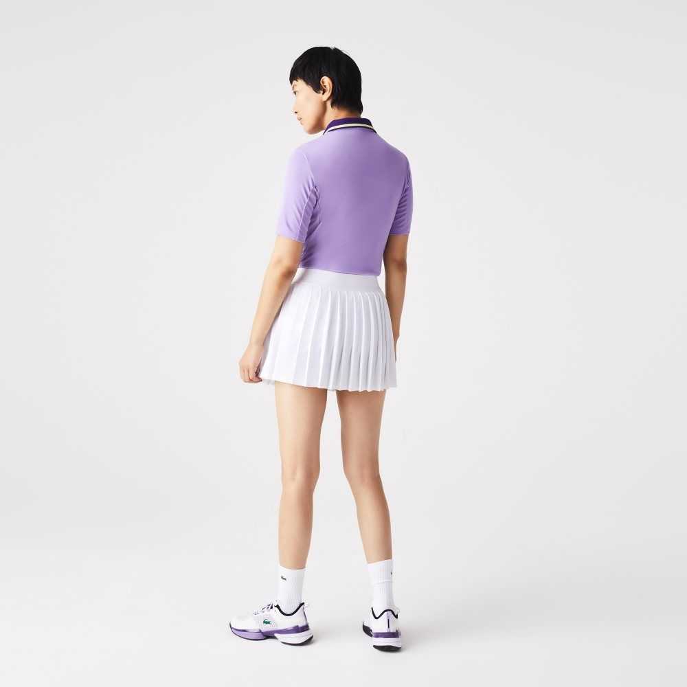 White / Green Lacoste SPORT Built-In Short Pleated Tennis Skirt | TJQEUO-871