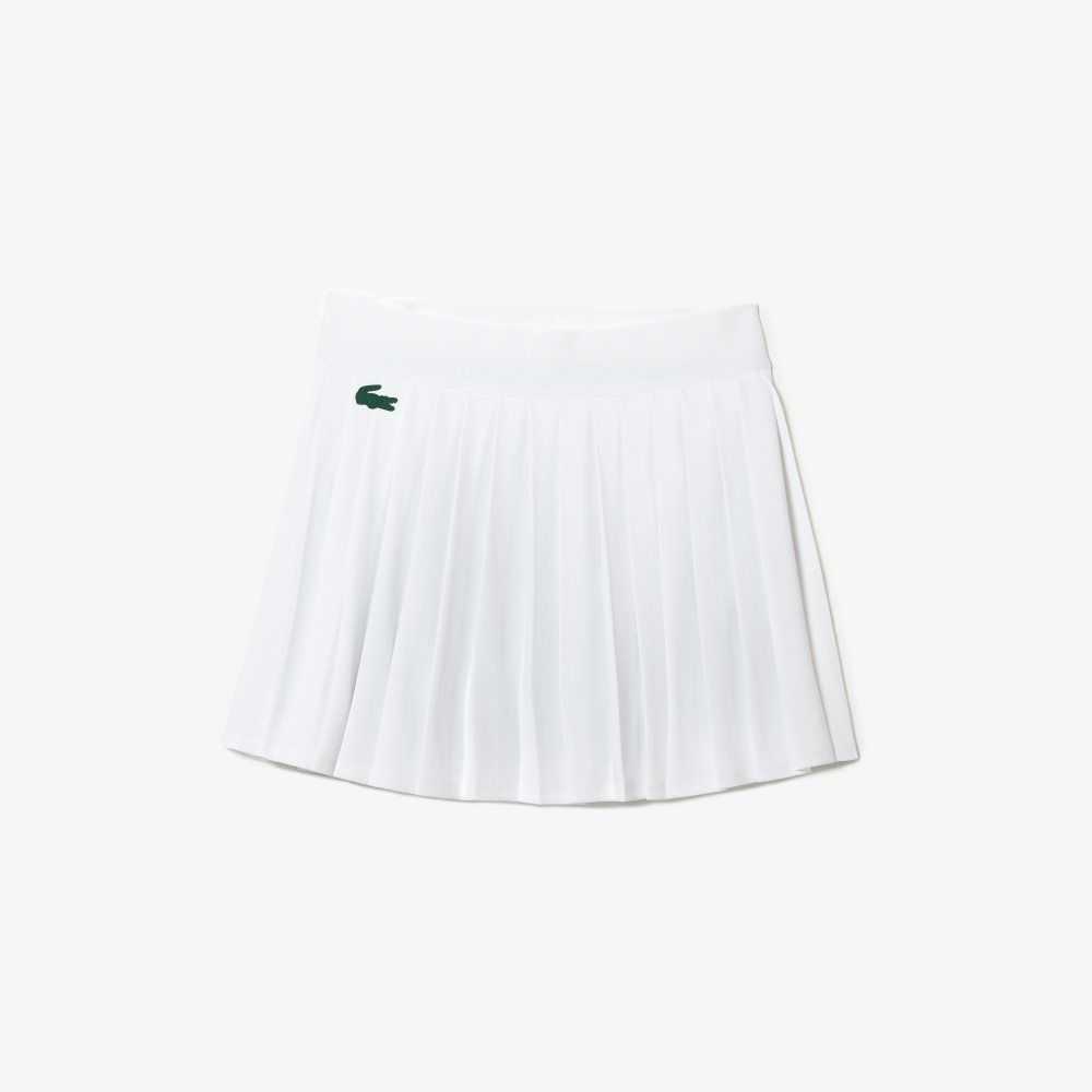 White / Green Lacoste SPORT Built-In Short Pleated Tennis Skirt | TJQEUO-871