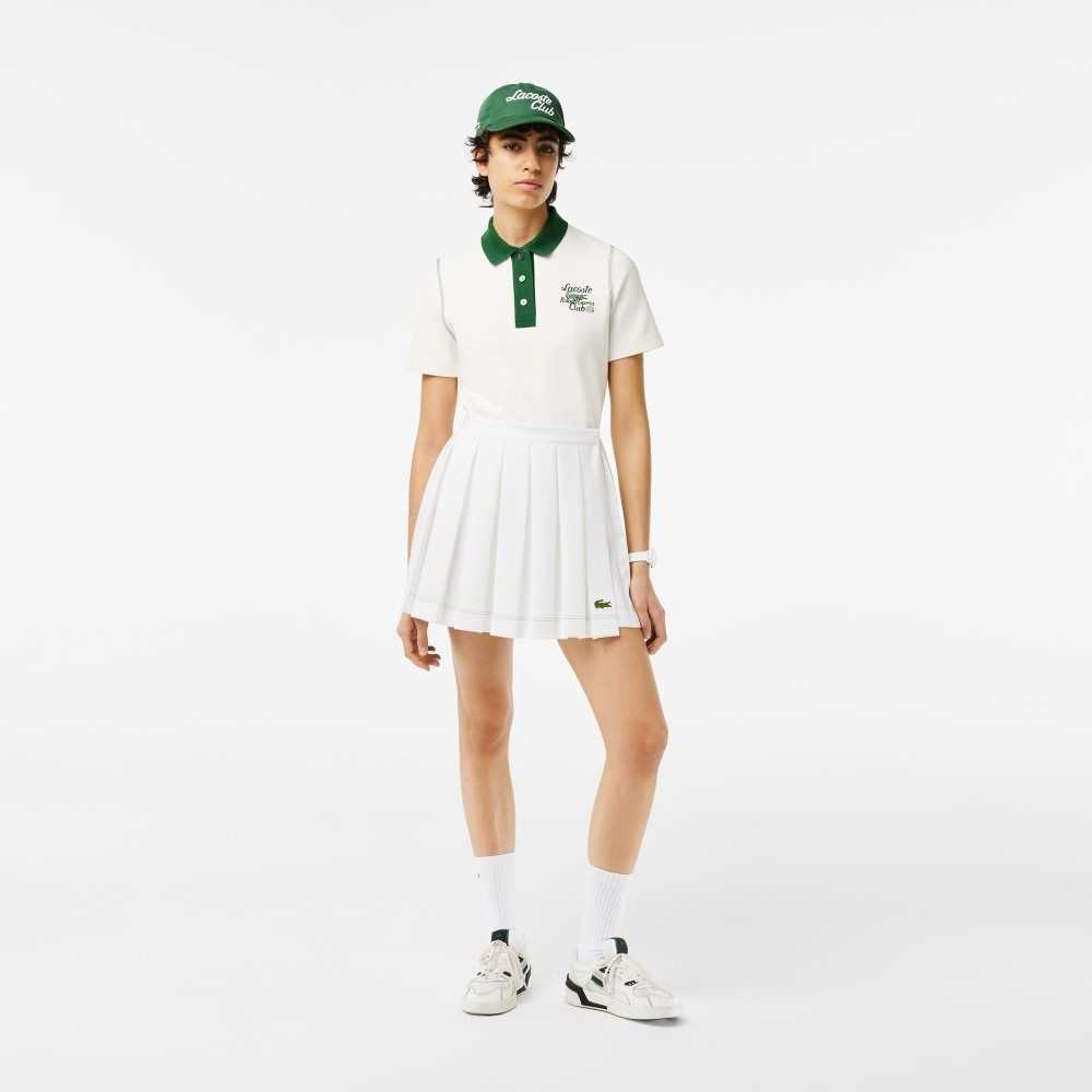 White / Green Lacoste SPORT Roland Garros Edition Cotton Pique Polo | OAJXEW-823