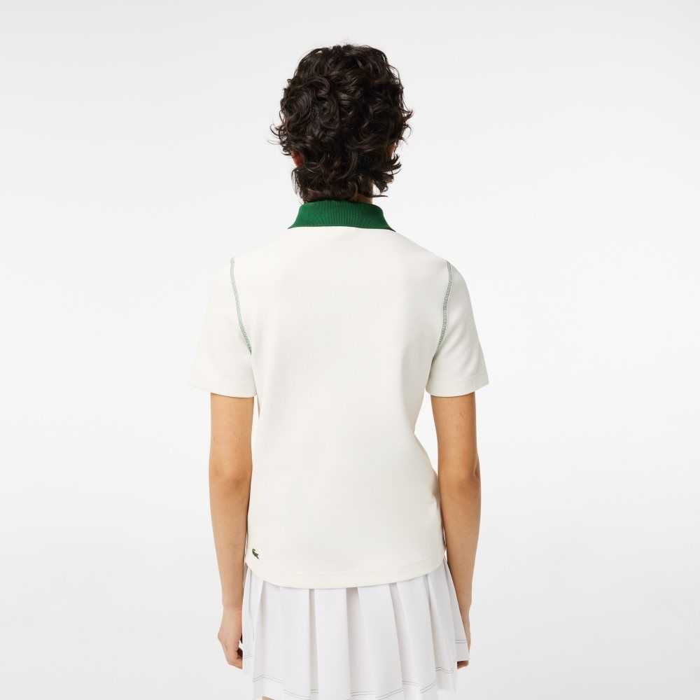 White / Green Lacoste SPORT Roland Garros Edition Cotton Pique Polo | OAJXEW-823