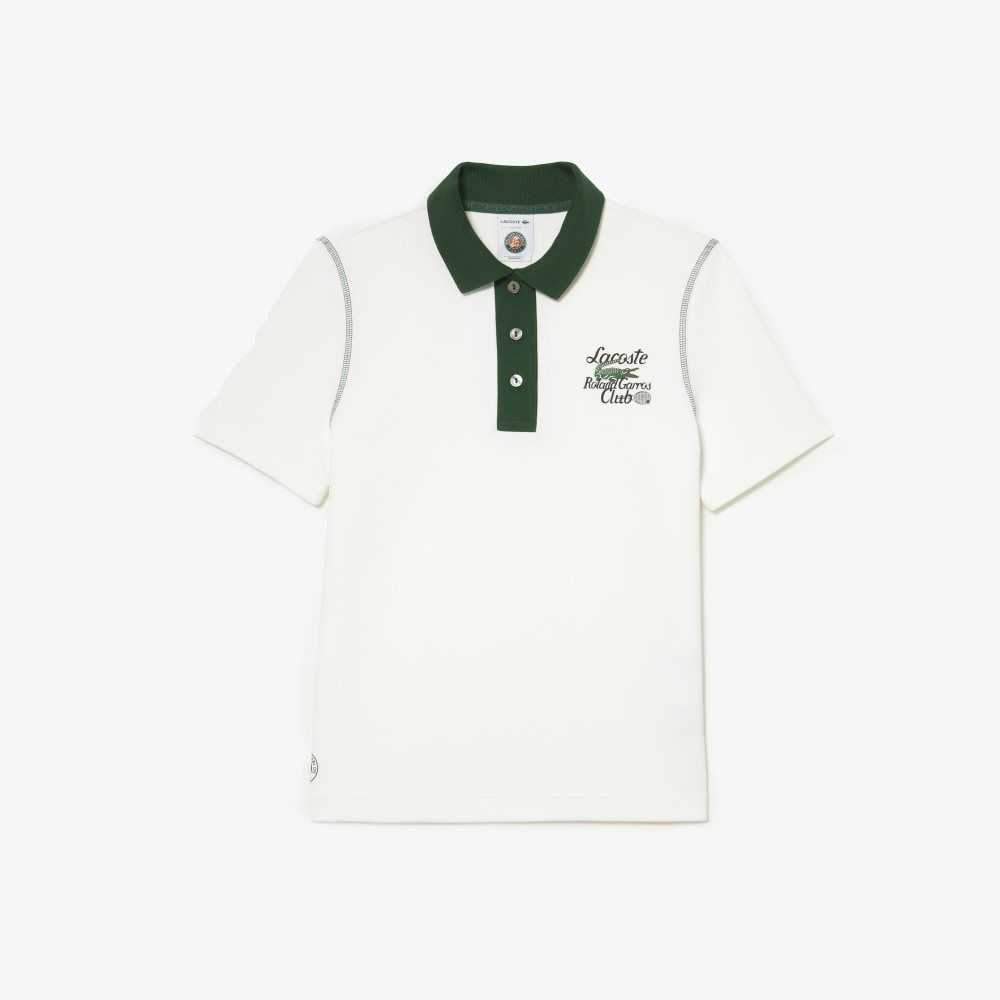 White / Green Lacoste SPORT Roland Garros Edition Cotton Pique Polo | OAJXEW-823